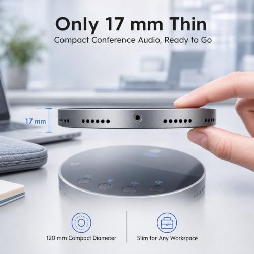 Bluetooth Conference Speaker and Microphone, Bluetooth Speakerphone for Small Meeting Room，Wireless Conference Speaker 360°Voice Pick up with Noise Cancellation Mics for Computer/Laptop - Image 6