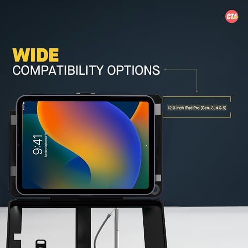 Dual Kiosk Stand – CTA Security Kiosk Stand with Locking Case, Steel Cable, and 360-Degree Rotating Base – Compatible with 12.9” iPad Pro Gen 3 & 4 (PAD-ASK13B) - Image 5