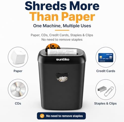 Suntiko 14-Sheet Cross Cut Heavy Duty Paper Shredder for Home Office - Image 5