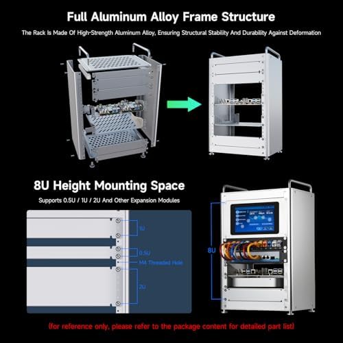 Waveshare HomeRack 8U Server Cabinet Basic Kit, 10inch Desktop All Aluminum Alloy Rack, High Compatibility - Image 4