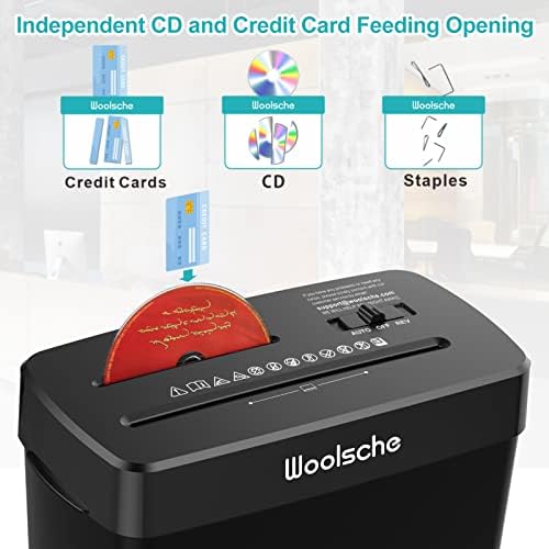 Woolsche Paper Shredder for Home Office,10-Sheet Cross Cut,3.43 Gal Basket - Image 4