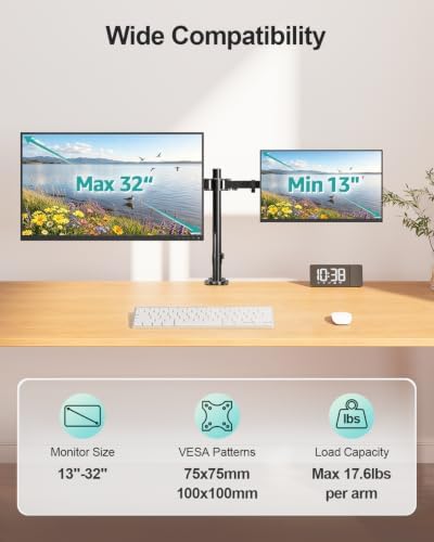 MOUNT PRO Dual Monitor Mount Fits 13-32" Screens, Up to 17.6lbs Per Arm - Image 2