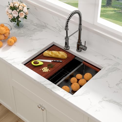 Sarlai 25 Black Kitchen Sink Undermount 25"x19" Stainless Steel Workstation - Image 3
