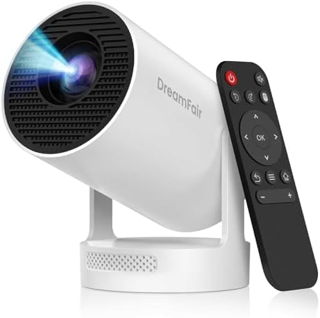 Mini Projector, Support 4K 1080P, 270 ANSI Portable Projector with WiFi and Bluetooth, Motorized Zoom Video Projector, Compatible with Smartphone,TV Stick,Laptop by DreamFair