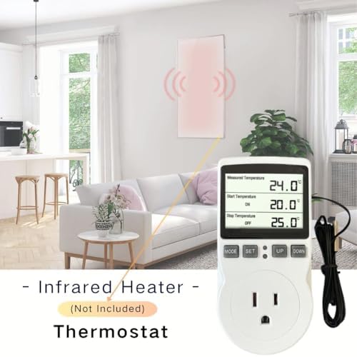 Plug in Thermostat Temperature Controller Heavy Duty Digital Thermostat Outlet Plug Heating Cooling Mode Countdown Timer - Image 5