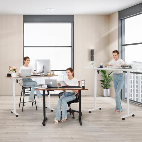 farexon 63x24 Inch Electric Standing Desk with Mouse Pad, White - Image 2