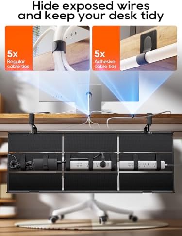 Under Desk Cable Management Tray, Mesh Fabric - Excellent Heat Dissipation - Image 5