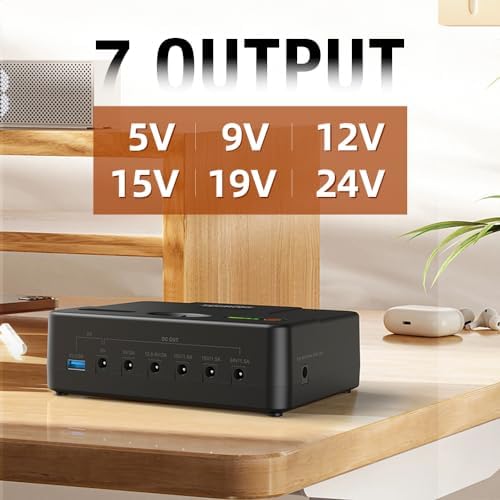 TalentCell Mini UPS Uninterrupted Power Supply, 142.08Wh DC 24/19/15/12/9/5V Lithium ion Battery Pack, Multiple Output for Wireless Router, Modem, LED Light, CCTV Camera and More - Image 4