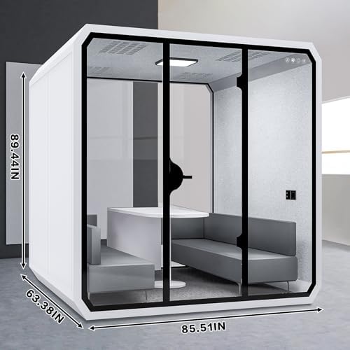 Office Pod Booth with Audio Privacy - Portable Sound Booth Includes Diamond Shaped Frame Design,Separate Room with Light,Fans, USB Port for Antrum Mastoideum Conference Room(85.51IN) - Image 2