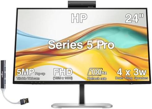 HP Series 5 Pro 24" FHD USB-C Conferencing Monitor, 5MP Pop-up Webcam by Unknown