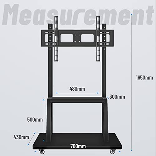 Mobile TV Cart,JYXOIHUB, Rooling TV Stand with Wheels for 32 to 65 Inch LCD LED OLED Plasma Flat Panel Screens up to 100lbs AVA1500-60-1P (Black) - Image 6