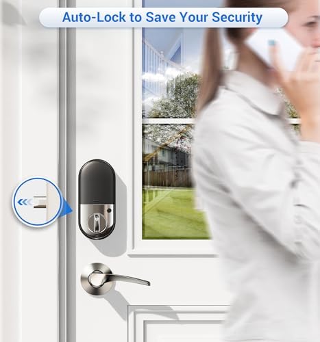 Veise RZ07B Fingerprint Smart Lock with 2 Lever Handle Set, Satin Nickel - Image 3