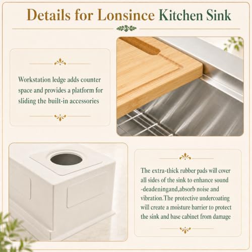 28" X 18" Undermount Kitchen Sink Offset Drain with Workstation - Image 6