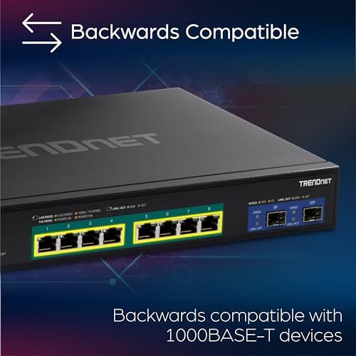 TRENDnet 10-Port Multi-Gig Web Smart PoE+ Switch, 8 x 2.5GBASE-T PoE+ Ports, 2 x 10G SFP+ Slots, Metal Housing, Managed Network Ethernet Switch, Lifetime Protection, Black, TPE-3102WS - Image 4