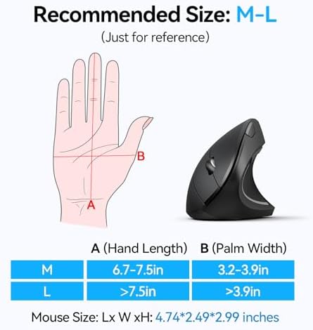 TECKNET Ergonomic Mouse, 4800 DPI Wireless Bluetooth Vertical, 3-Device - Image 3