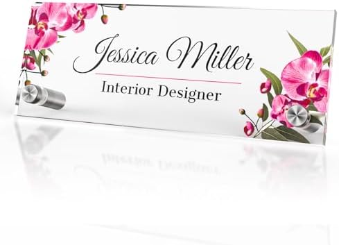 Personalized Acrylic Office Desk Name Plate with Standoff Barrels by nyareka