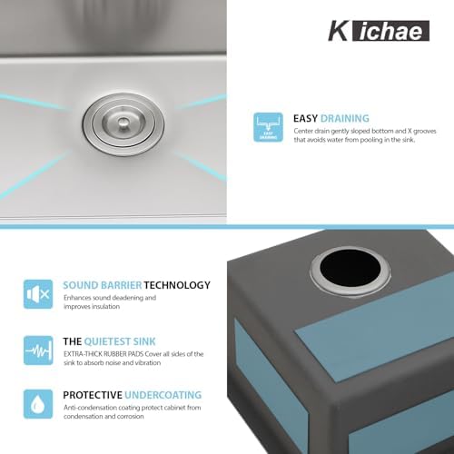 Kichae 12 Undermount Bar Sink Small Stainless Steel 16 Gauge Workstaion - Image 6