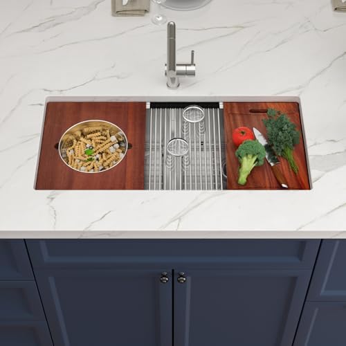 39X19 Undermount Double Bowl Sink 50/50 Workstation SInk - Image 2