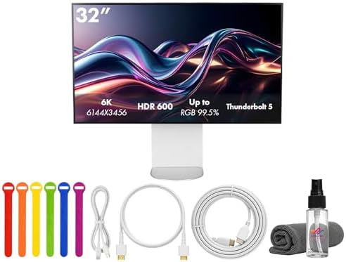 LG UltraFine evo 32U990A-S 32" 6K (6144×3456) Nano IPS Black Professional Monitor | 60Hz, DisplayHDR 600, Thunderbolt 5, HDMI 2.1, DisplayPort 2.1, USB-C, Built-In Speakers & Adjustable Stand - Bundle by Unknown