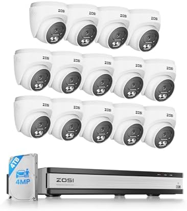ZOSI C220 16CH 4K NVR with 14 x 4MP Audio PoE Dome Camera System, 4TB HDD by ZOSI