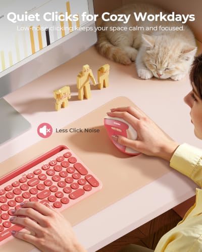 seenda Ergonomic Wireless Mouse, 52° Vertical Bluetooth Mouse, Hot Pink - Image 6