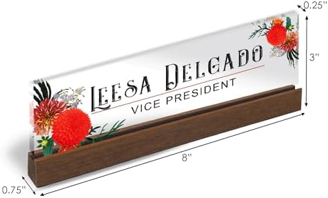 ARTBLOX Personalized Acrylic Desk Name Plate, Autumn Flowers, Card Holder - Image 4