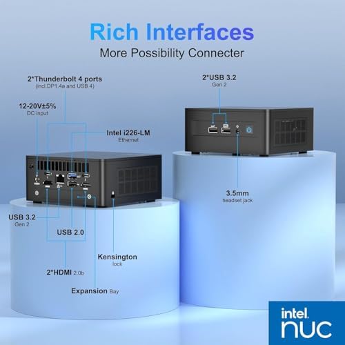 ASUS NUC 13 Pro Tall Mini PC Desktop, Intel Core i5-13420H (4.6GHz), 16GB RAM, 256GB PCIe SSD, Ultra-Quiet and Compact Design, 4K Quad Display, USB, HDMI, Thunderbolt, Wi-Fi 6E, Bluetooth, Win11 Pro - Image 3