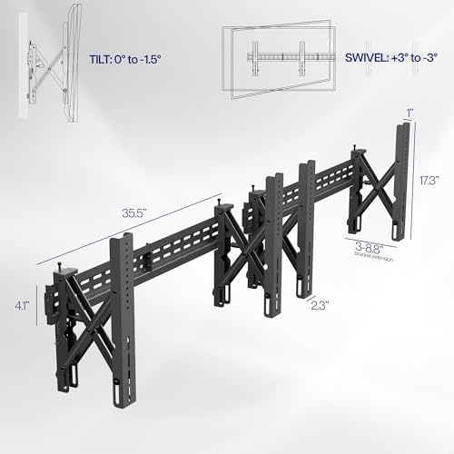 VIVO Black Pop-Out 1x2 Video Wall Mount for 37-90 in TVs, MOUNT-VW90-2 - Image 3