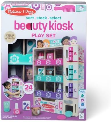 Melissa & Doug Beauty Kiosk Wooden Vending Machine Salon Play Set - Image 3