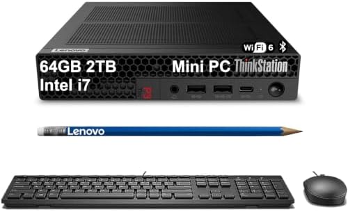 Lenovo ThinkStation P3 Tiny Workstation Desktop (Intel i7-14700 vPro (> Ultra 7 155U), 64GB DDR5, 2TB SSD), Business Mini PC, DisplayPort, Support 8K Display, > ThinkCentre M70q M75q M90q, Win 11 Pro by ISTComputers