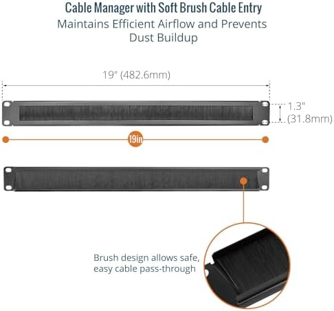 1U Brush Panel, Brush Strip Plate for Cable Entry&Management, Server Rack Cable Organizer with Tidy Brush for 19in Network Rack/Server Rack/Cabinet Enclosure, Black,2 Pack - Image 4