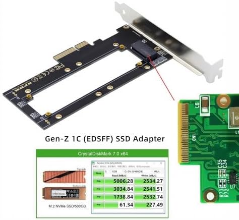 CY Adapter PCI-E4.0 4X Host Adapter to NVMe Ruler 1U GEN-Z 1C 4X 5.9mm 8.0mm Thickness EDSFF Short SSD E1.S Carrier Adapter - Image 5