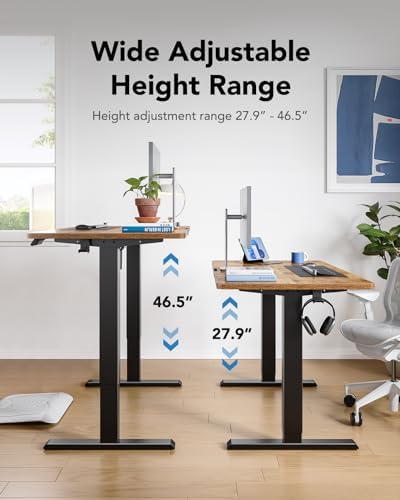 HUANUO 55x27 Inch Electric Standing Desk, Height Adjustable, Rustic Brown - Image 4