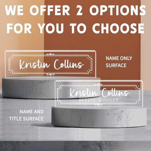 Custom Name Plate for Desk, Personalized Name Plate on Clear Acrylic Glass, Appreciation Gifts for Teacher Employee Boss Coworkers Nurse, Office Desk Accessories for Women Men (Engraved Classic) - Image 6