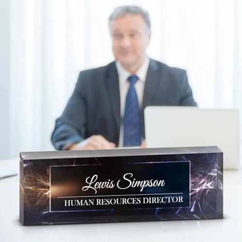 Desk Name Plate Personalized, Desk Double sided pattern Name Plate Personalized Office Desk Decor for Women and Men, Teacher Nurse Boss Employee Appreciation Gifts (black, Customized) by Unknown