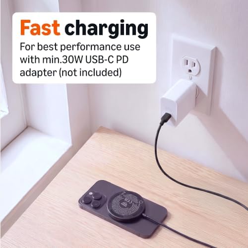 Amazon Basics 25W Qi2.2 Certified Wireless Charging Pad, MagSafe Compatible for iPhone 17/16/15/14/13/12, Magnetic Compatible for Android, Google Smartphones, Black (Adapter Not Included) - Image 4