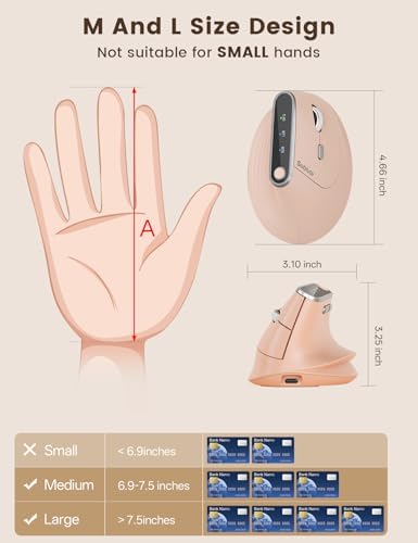 SABLUTE Ergonomic Vertical Wireless Mouse with 3-Device Switching MAM4 - Image 5