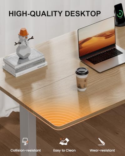 HLDIRECT 40" Electric Standing Desk with Power Outlets, Maple - Image 6
