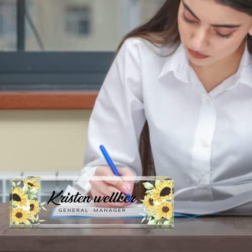 Personalized Office Name Plate for Desk, Custom Employee Appreciation Gifts, Acrylic Desk Name Plate Funny, Desk Decorations Gift, Acrylic Desk Ornaments (Sunflower) - Image 3