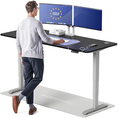 Desktronic HomePro Standing Desk 80x30 — Made in Europe, Ergonomic Sit Stand Home Office Desk, Electric Height Adjustable, Dual Motor, USB & USB-C Charging, Wobble-Free, Touchscreen, 3 Memory Presets by Desktronic