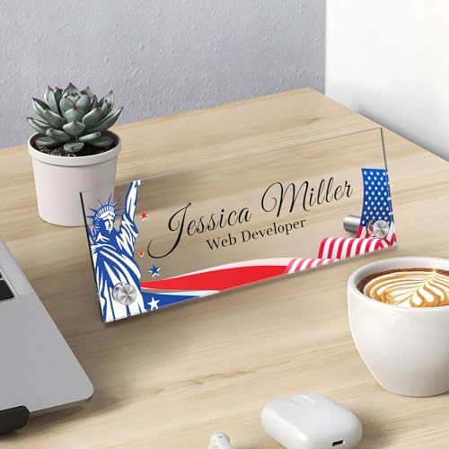 Personalized Acrylic Office Desk Name Plate with Standoff Barrels - Image 3