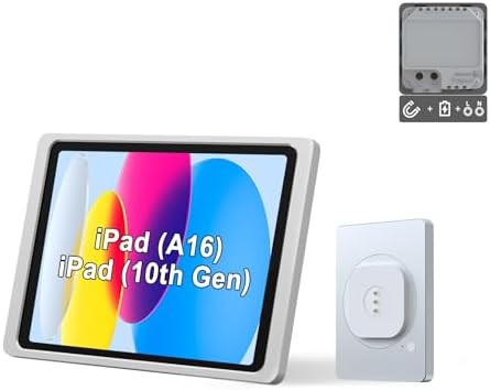 Magnetic Wall Mount with Charging Case A8 for iPad (10th Generation) 10.9-Inch. PoE and DC up to 18W Quick Charge, Strong Magnets, 360 Rotation by EMONITA