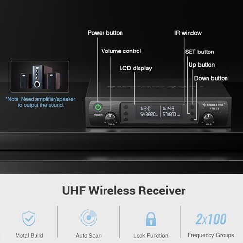 Phenyx Pro Dual UHF Auto Scan Handheld Wireless Microphone System PTU-71-2H - Image 3