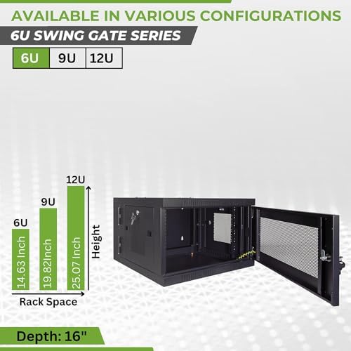 NavePoint 6U Server Cabinet with Hinged Back - 17.7” Deep, Server Rack Enclosure with Locking Perforated Door, Wall Mount Rack with Removable Side Panels, Network Cabinet, Pre-Assembled - Image 3