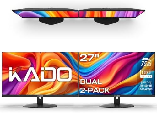 Kado 2-Pack Dual 27" Flat Screen 1920x1080 75Hz FHD Computer Monitor by Kado