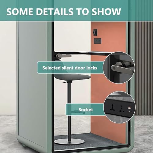 Office Sound Booth with Audio Privacy - Indoor Privacy Sound Isolation Booth with Magnetic Lock Sliding Glass Door,Lighting,Socket, Modern Soundproof Room for Meeting (42.52IN) - Image 6