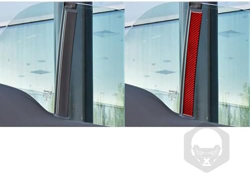 Real Soft Red Carbon Fiber Car B-Pillar Window Pillar Panel Anti-Scratch Strip Cover Trim Sticker Auto Interior Decoration Accessories Compatible with Benz Smart 2016 2017 2018 2019 2020 2021 - Image 4