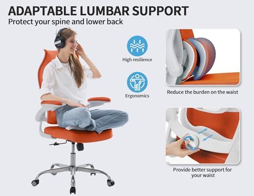 TRALT Office Chair Ergonomic Desk Chair with Lumbar Support Orange, 1 - Image 4