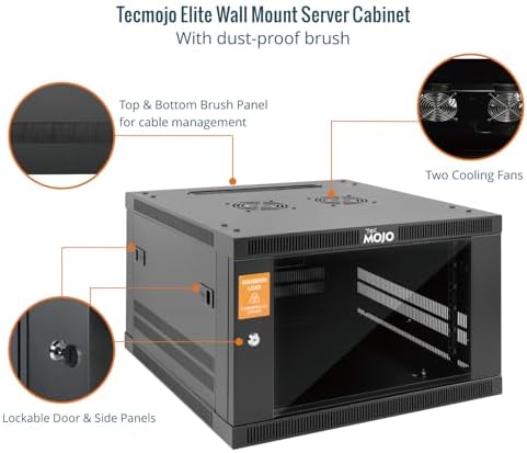 Tecmojo 6U Wall Mount Rack Cabinet, Heavy-Duty 176 Lbs High Load Capacity, 19” Enclosed Server Network Rack with 2 Colling Fans, Glass Door, 23.6” Deep – Elite Collection - Image 4