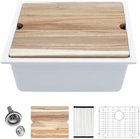 Logmey 21 Inch White Granite Composite Sink by Logmey